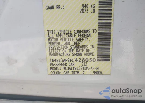 2015 Nissan Altima 3.5 Sl из США, поврежденный, VIN 1N4BL3AP2FC428050